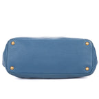 Shoulder Bag Convertible Square Open Tote Blue Vitello Daino Leather