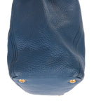 Shoulder Bag Convertible Square Open Tote Blue Vitello Daino Leather