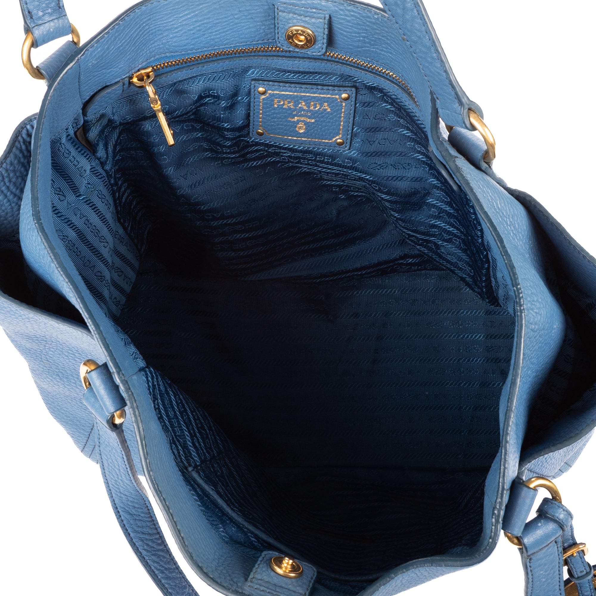 Shoulder Bag Convertible Square Open Tote Blue Vitello Daino Leather
