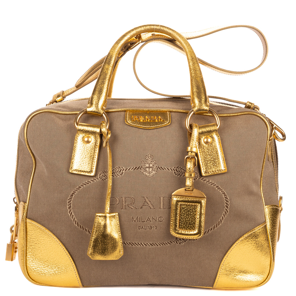 Shoulder Bag Bauletto Gold Jacquard Canvas