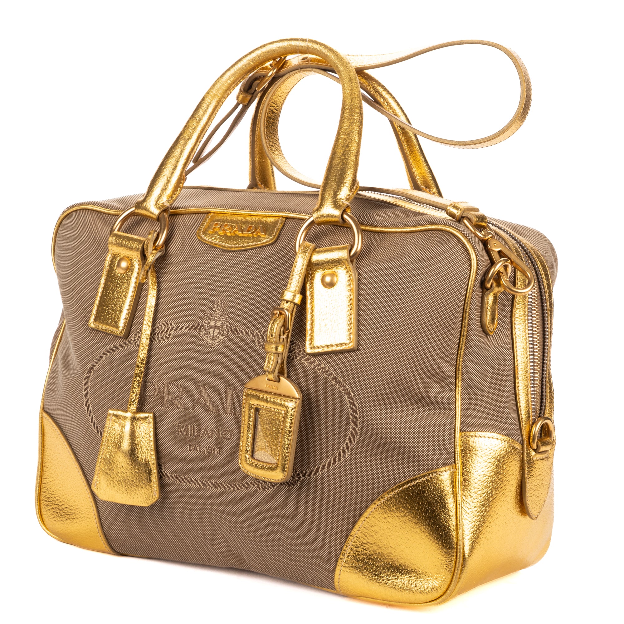 Shoulder Bag Bauletto Gold Jacquard Canvas