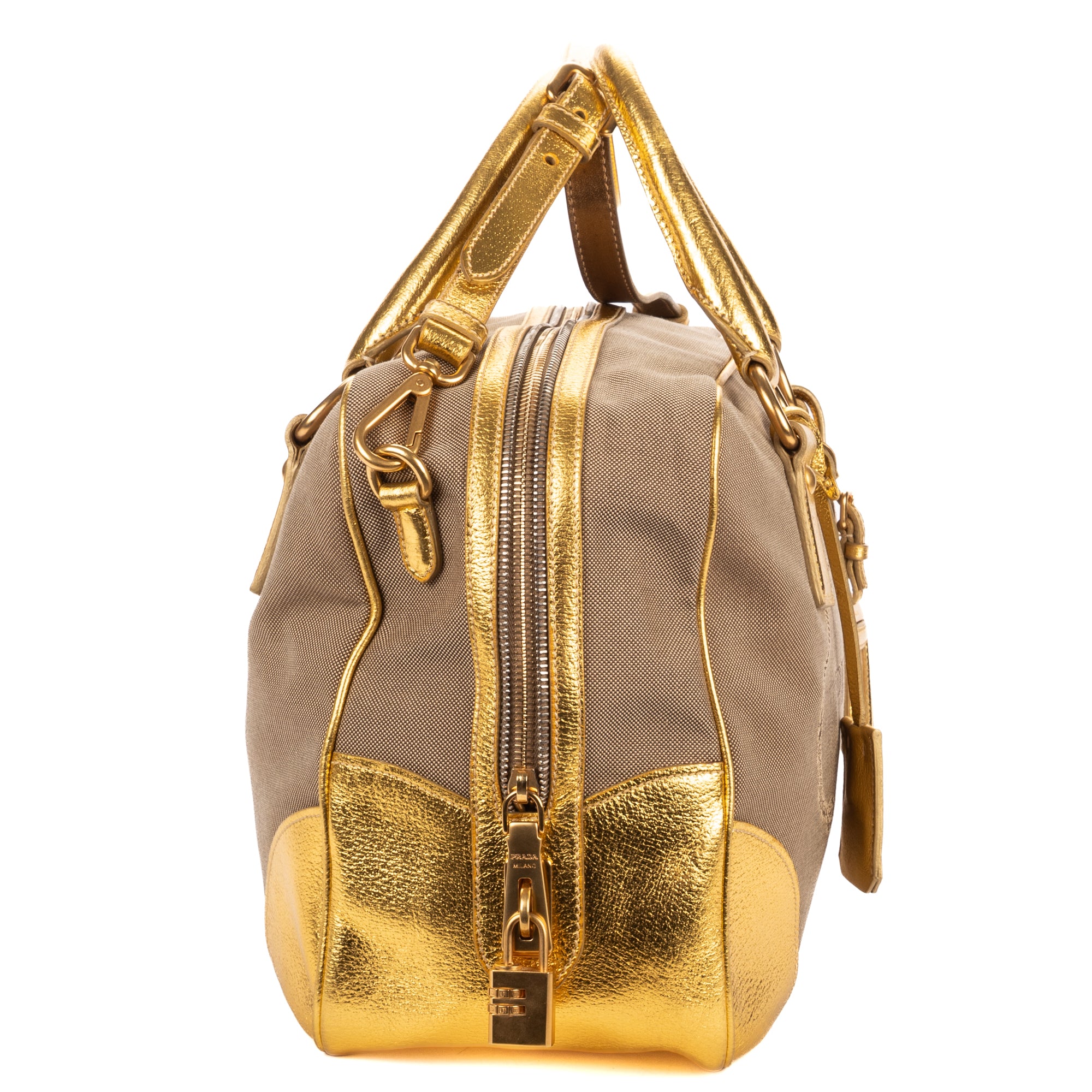 Shoulder Bag Bauletto Gold Jacquard Canvas