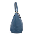 Shoulder Bag Convertible Square Open Tote Blue Vitello Daino Leather