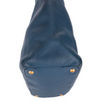 Shoulder Bag Convertible Square Open Tote Blue Vitello Daino Leather