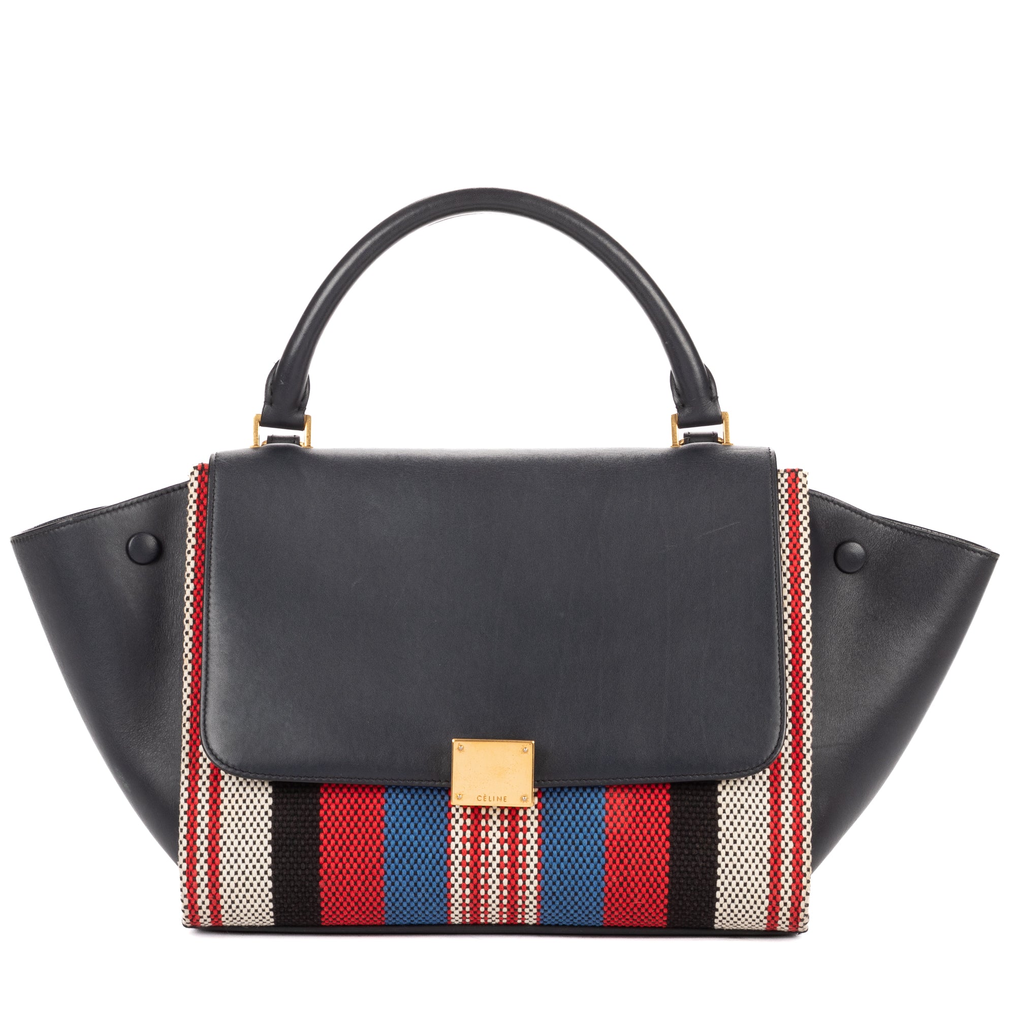 Shoulder Bag Small Trapeze Small Navy Striped Canvas