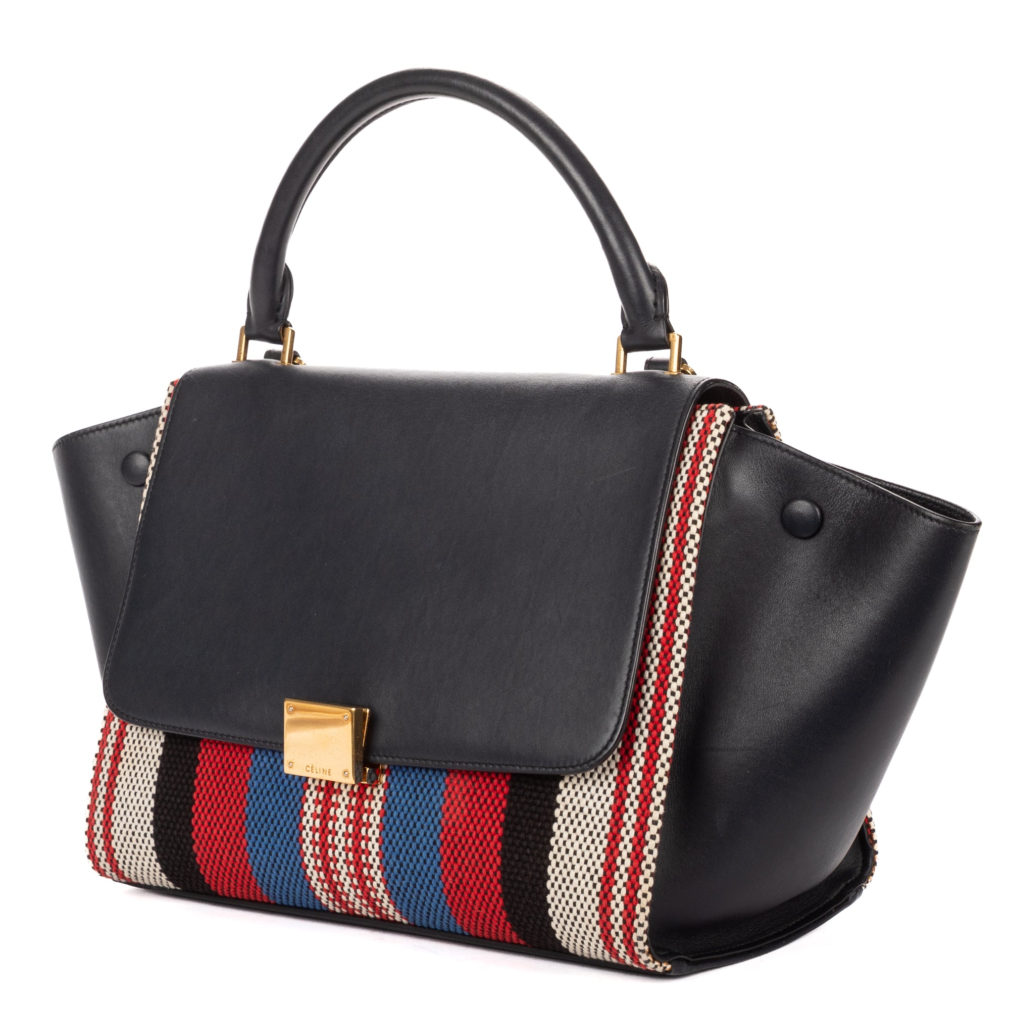 Shoulder Bag Small Trapeze Small Navy Striped Canvas