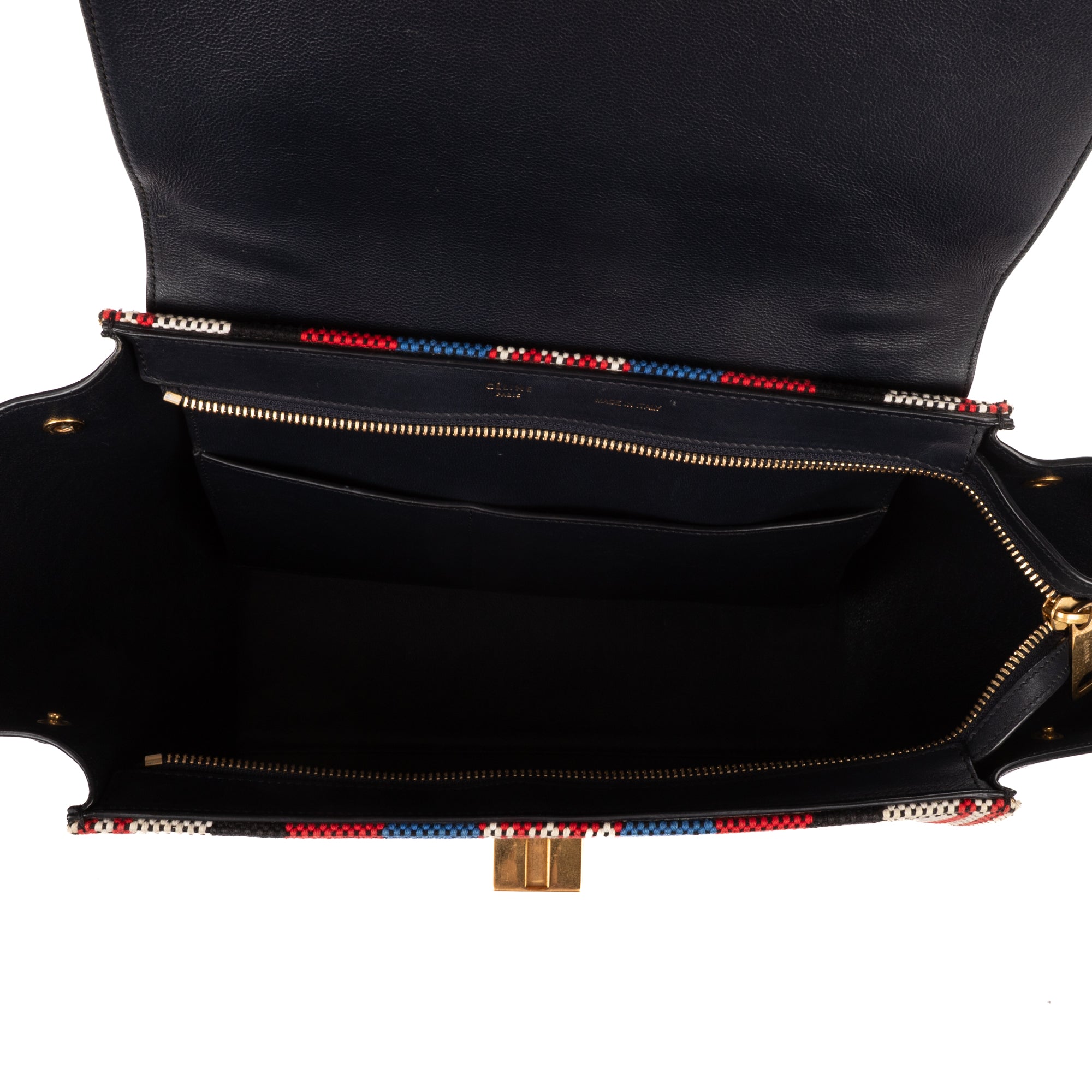 Shoulder Bag Small Trapeze Small Navy Striped Canvas