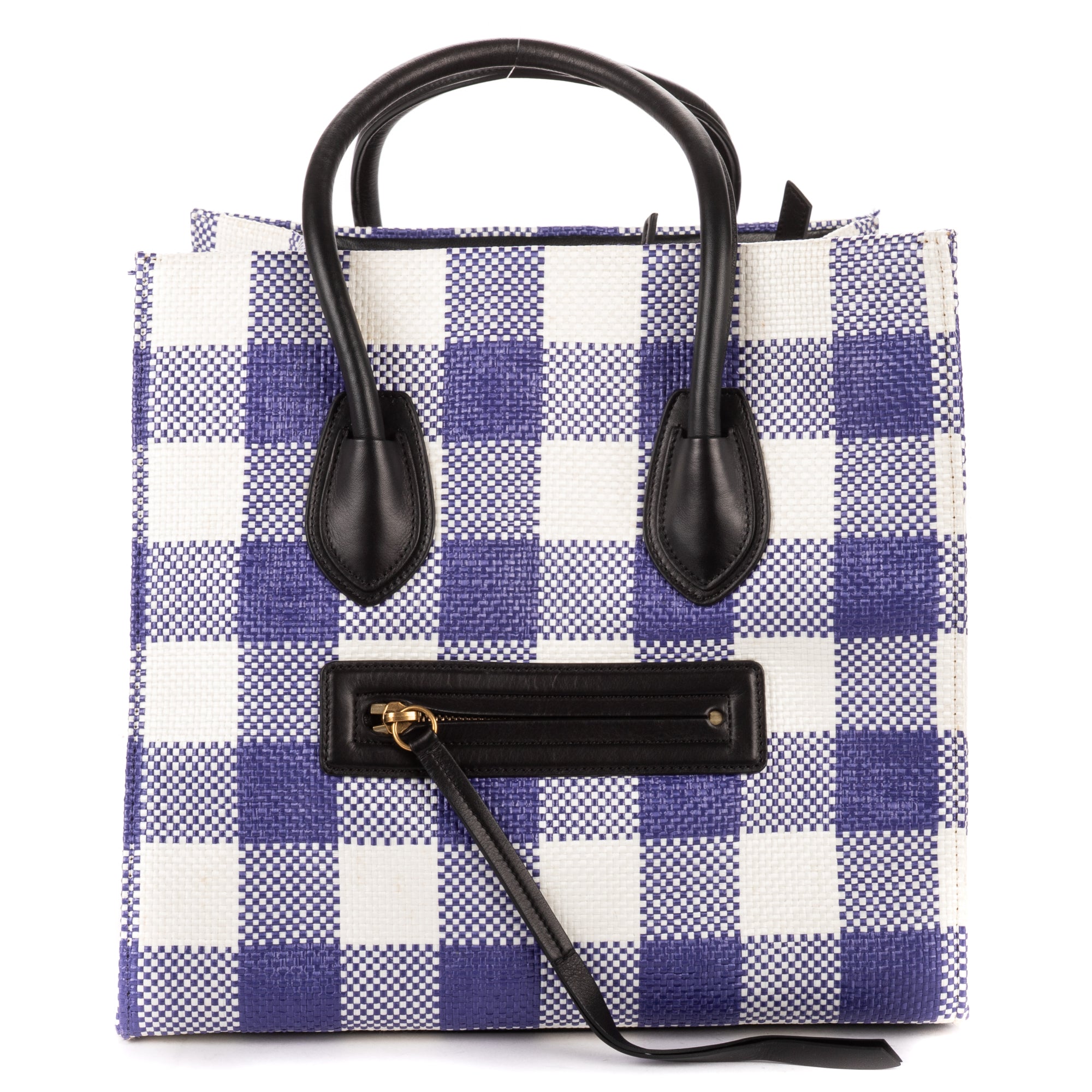 Shoulder Bag Large Phantom Luggage Large White Woven Gingham Pattern Canvas