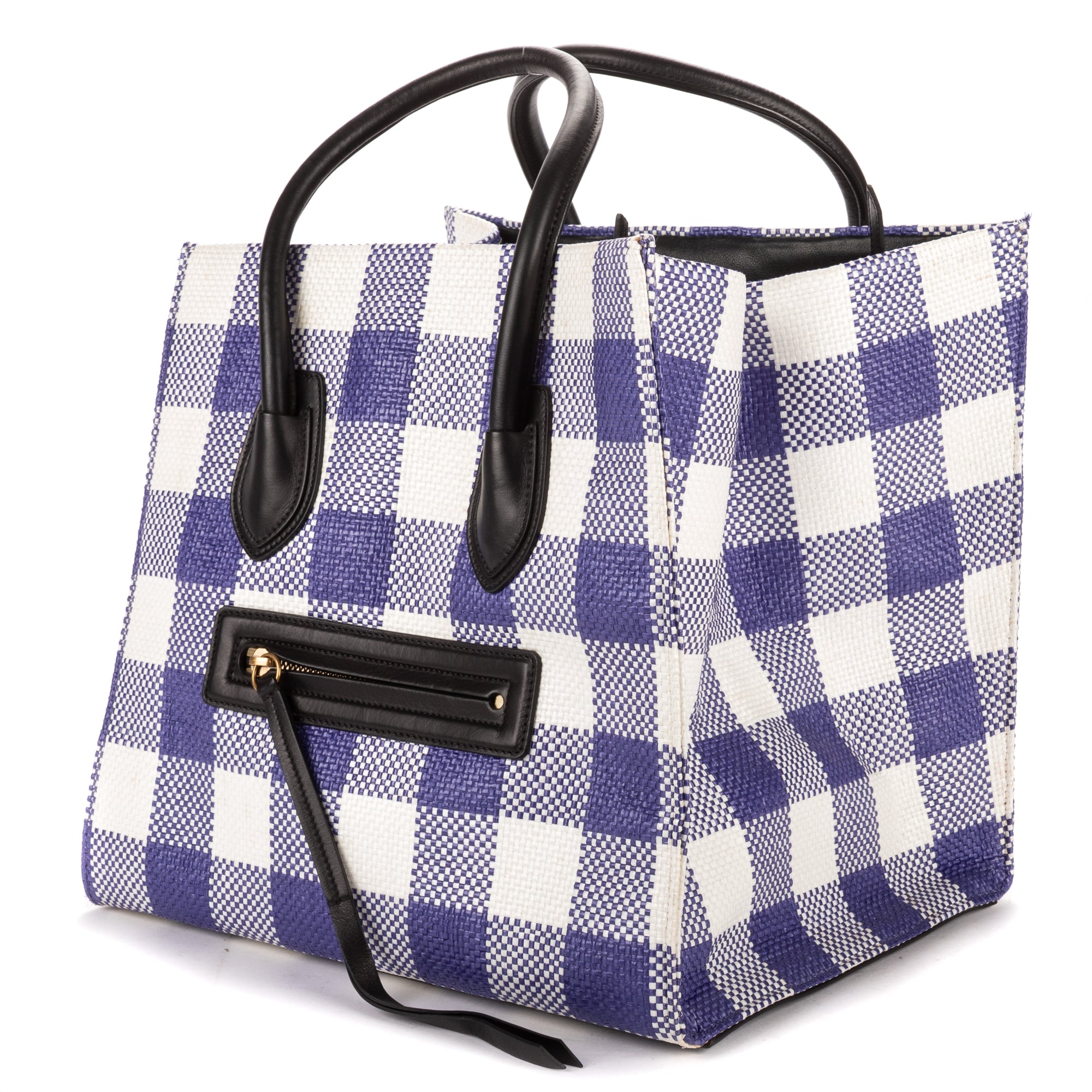 Shoulder Bag Large Phantom Luggage Large White Woven Gingham Pattern Canvas