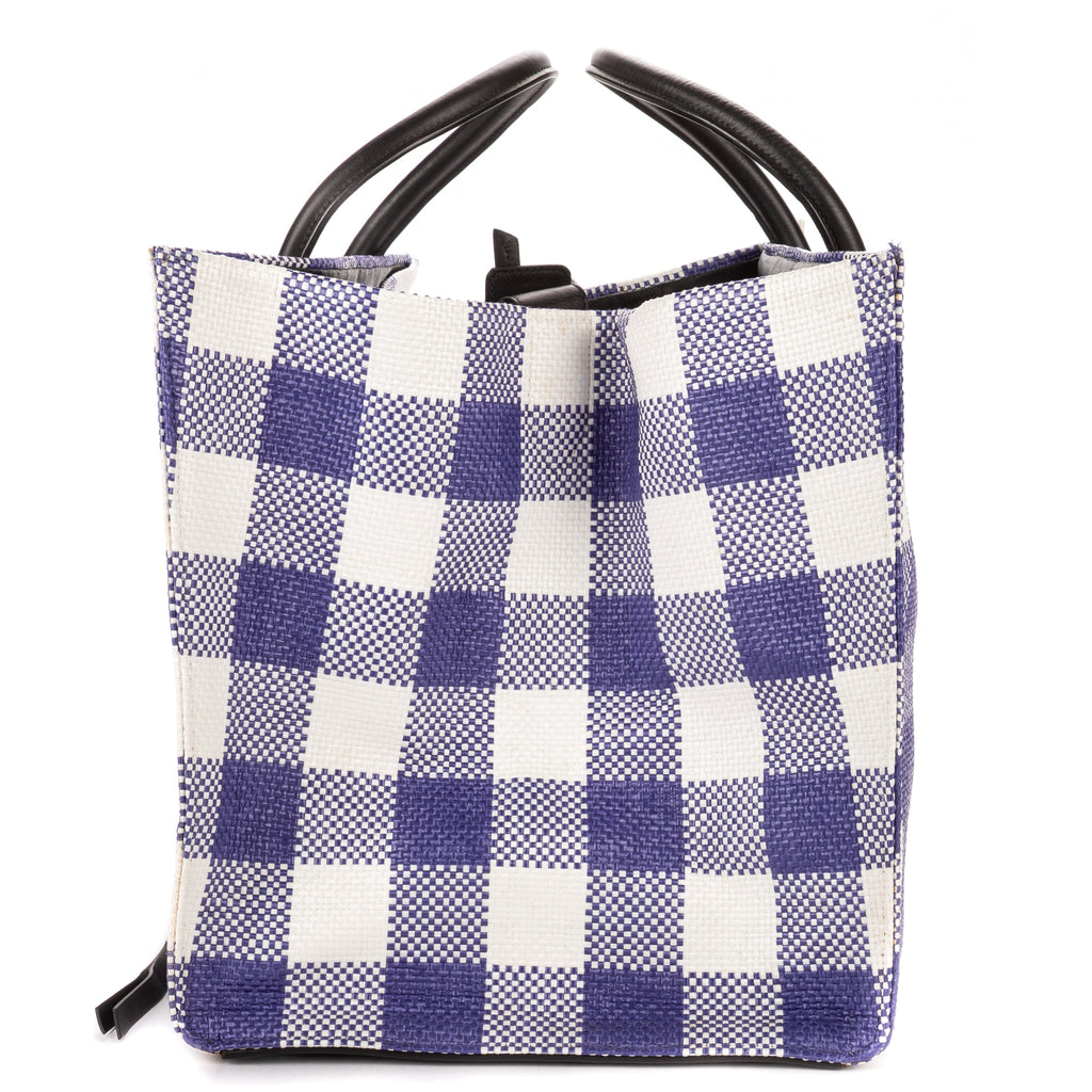 Shoulder Bag Large Phantom Luggage Large White Woven Gingham Pattern Canvas