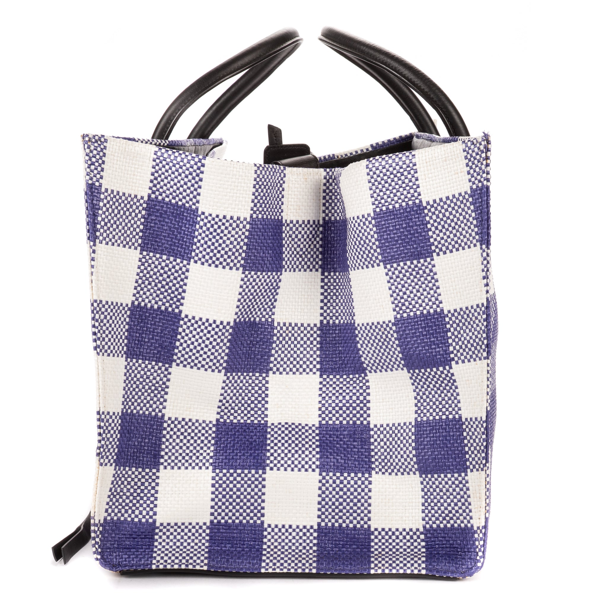 Shoulder Bag Large Phantom Luggage Large White Woven Gingham Pattern Canvas
