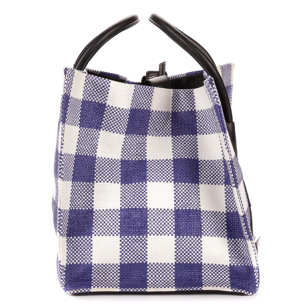 Shoulder Bag Large Phantom Luggage Large White Woven Gingham Pattern Canvas