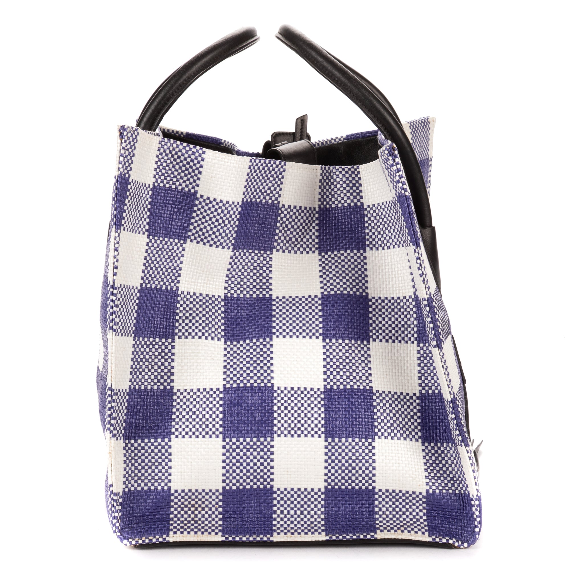 Shoulder Bag Large Phantom Luggage Large White Woven Gingham Pattern Canvas