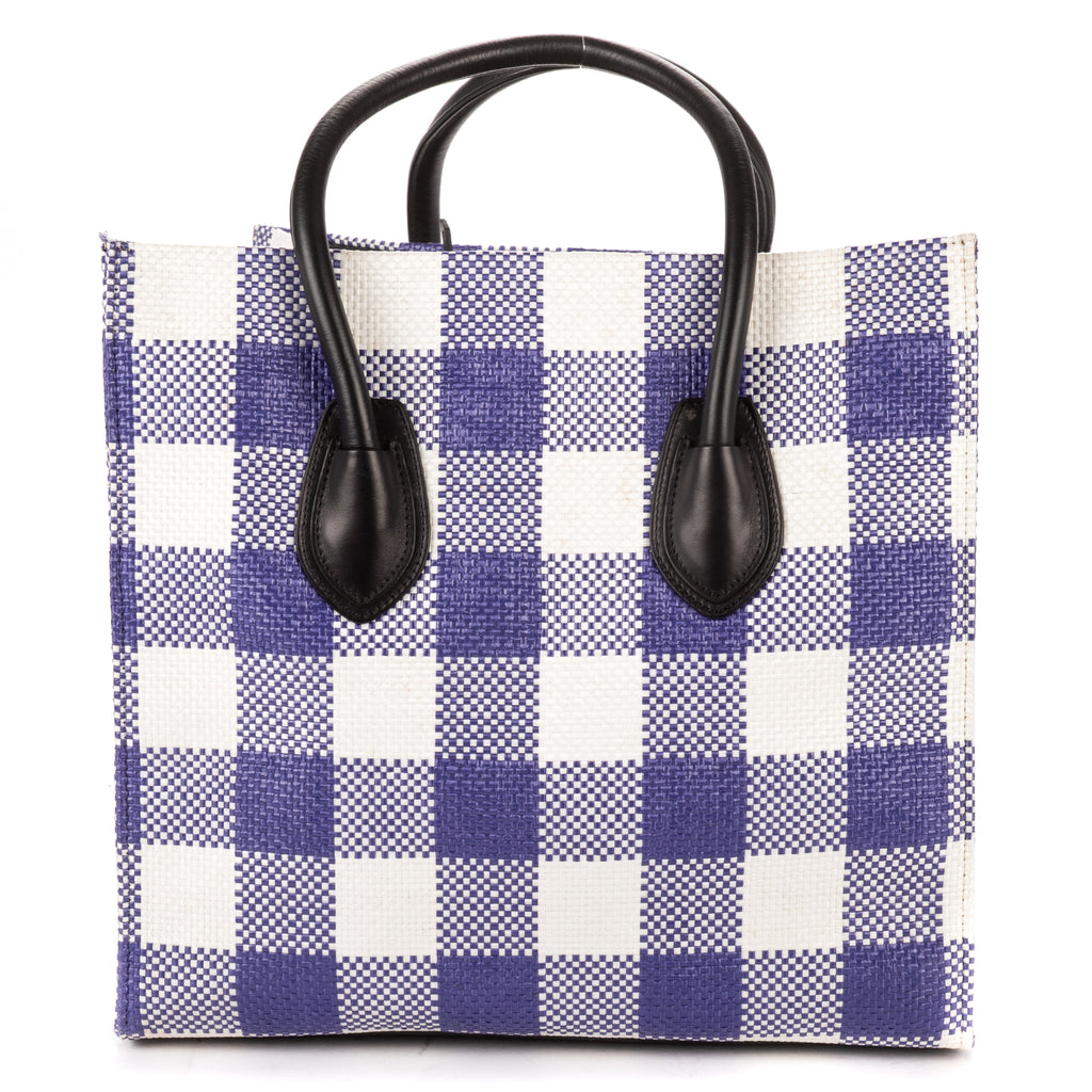 Shoulder Bag Large Phantom Luggage Large White Woven Gingham Pattern Canvas