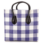 Shoulder Bag Large Phantom Luggage Large White Woven Gingham Pattern Canvas