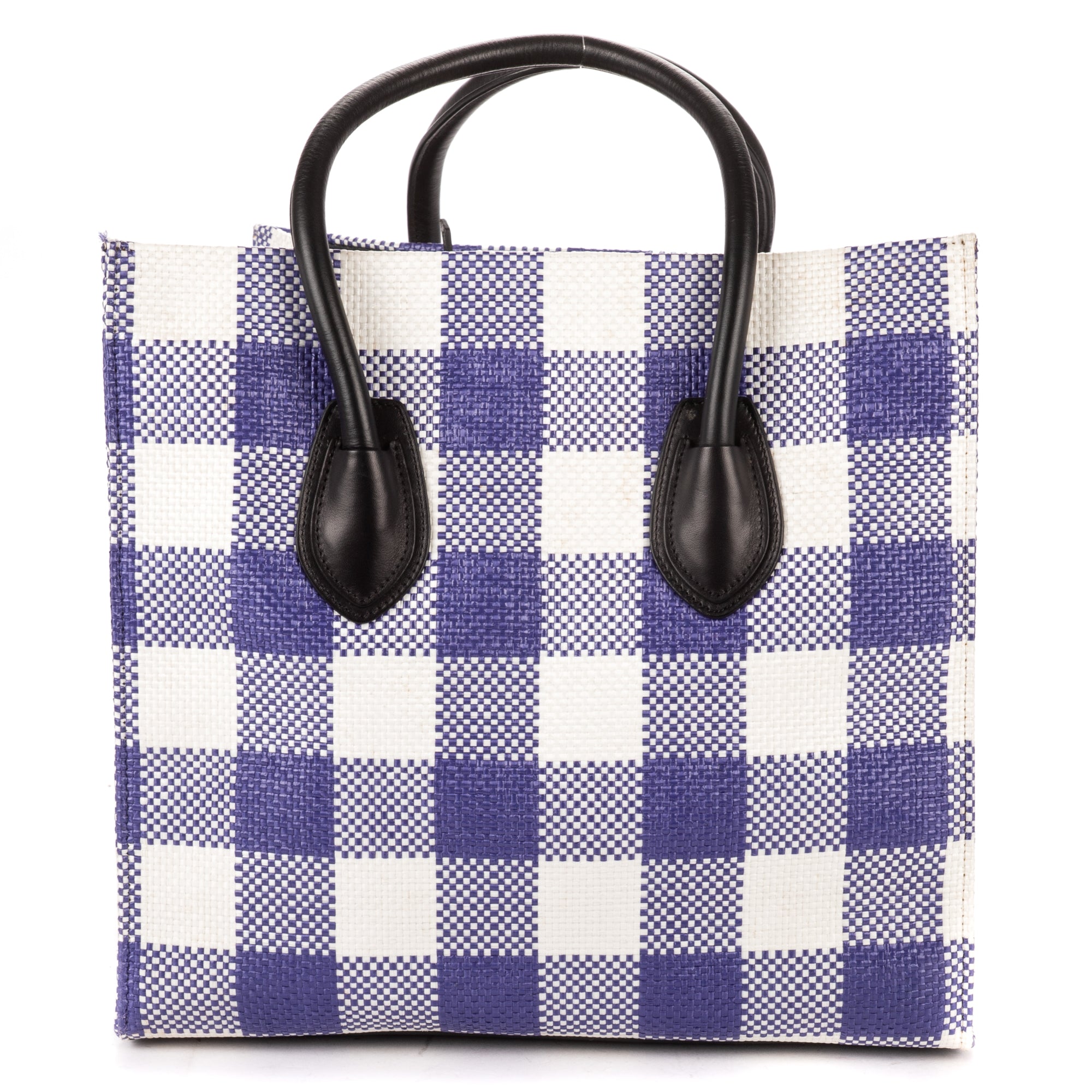 Shoulder Bag Large Phantom Luggage Large White Woven Gingham Pattern Canvas