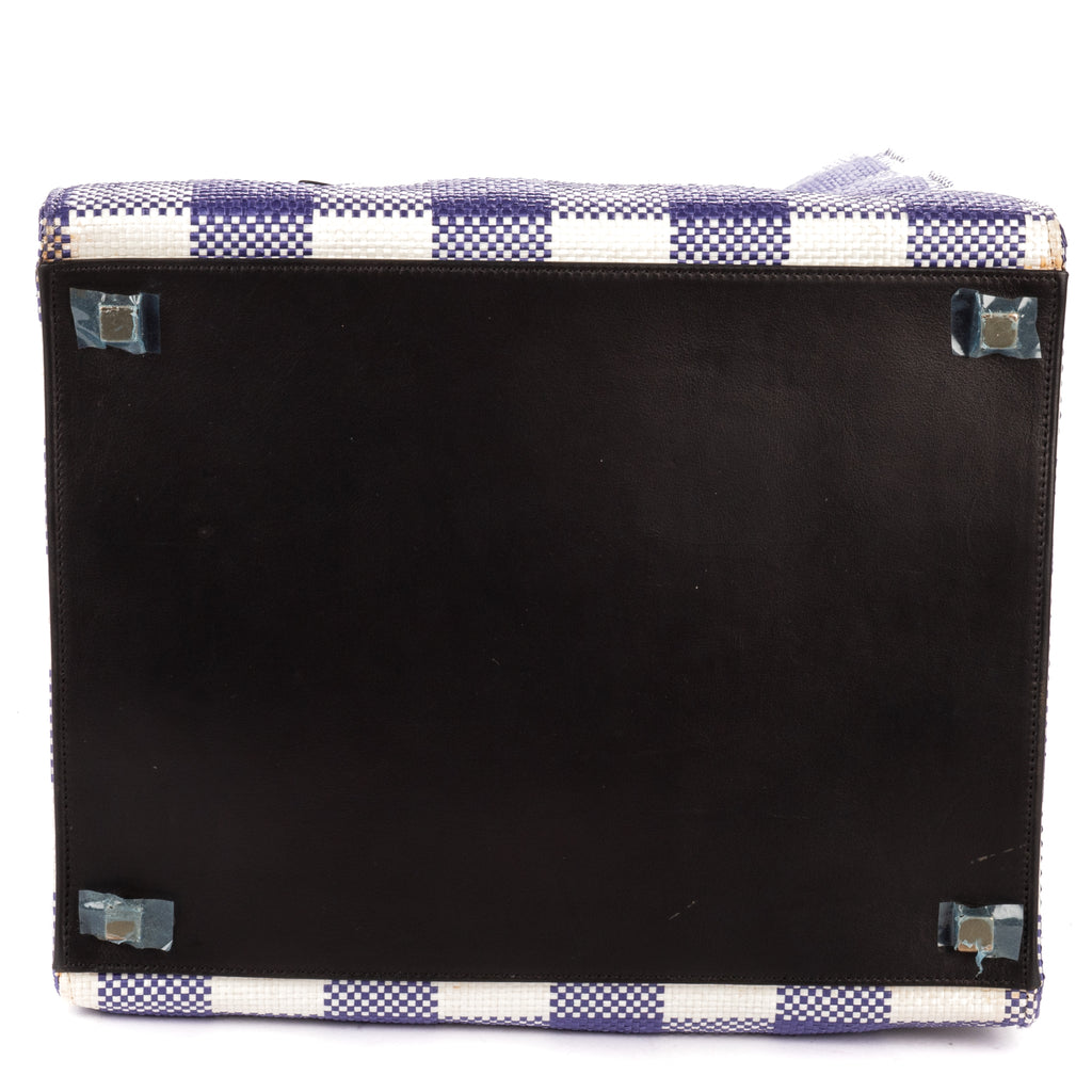 Shoulder Bag Large Phantom Luggage Large White Woven Gingham Pattern Canvas