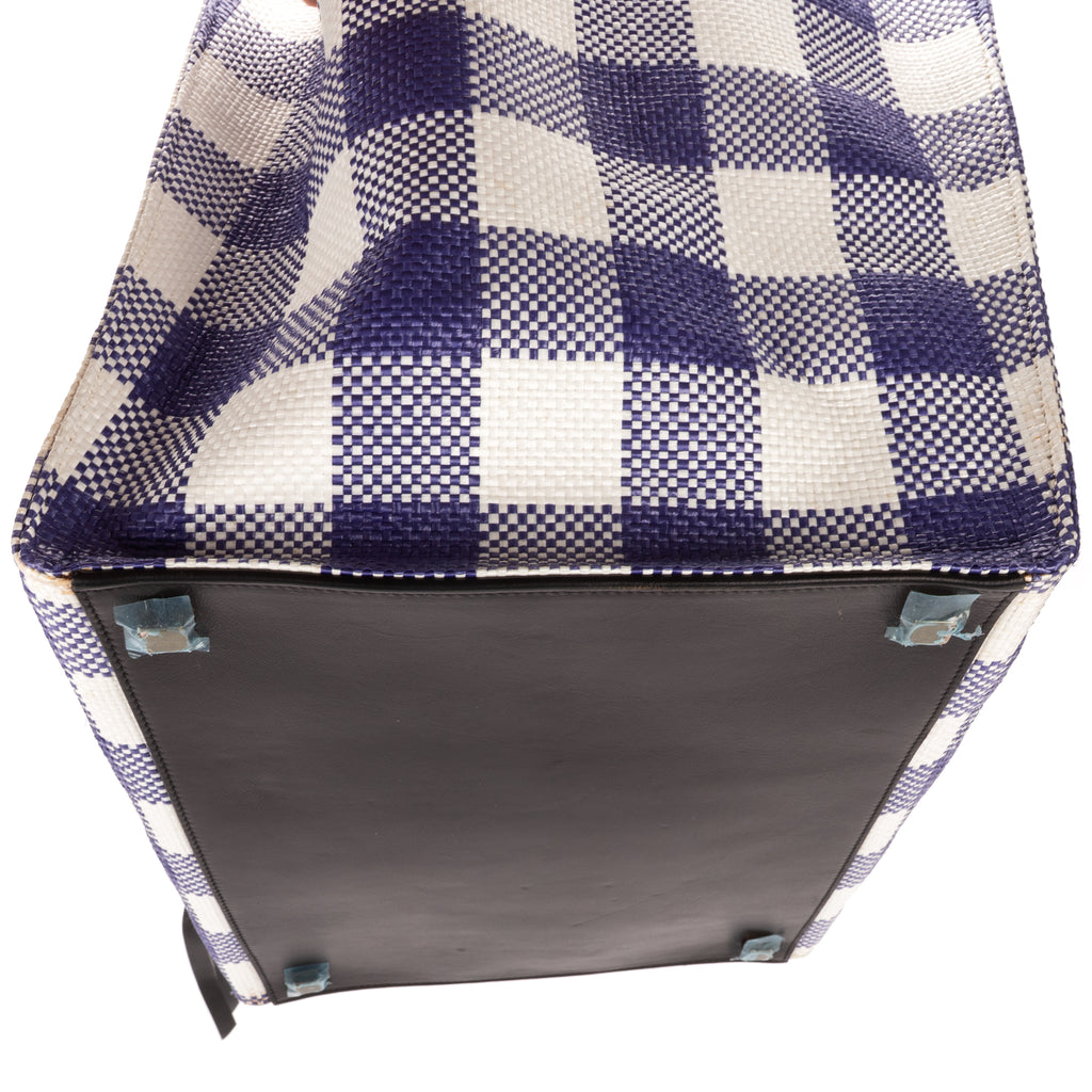 Shoulder Bag Large Phantom Luggage Large White Woven Gingham Pattern Canvas