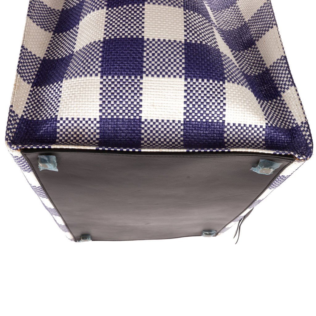 Shoulder Bag Large Phantom Luggage Large White Woven Gingham Pattern Canvas