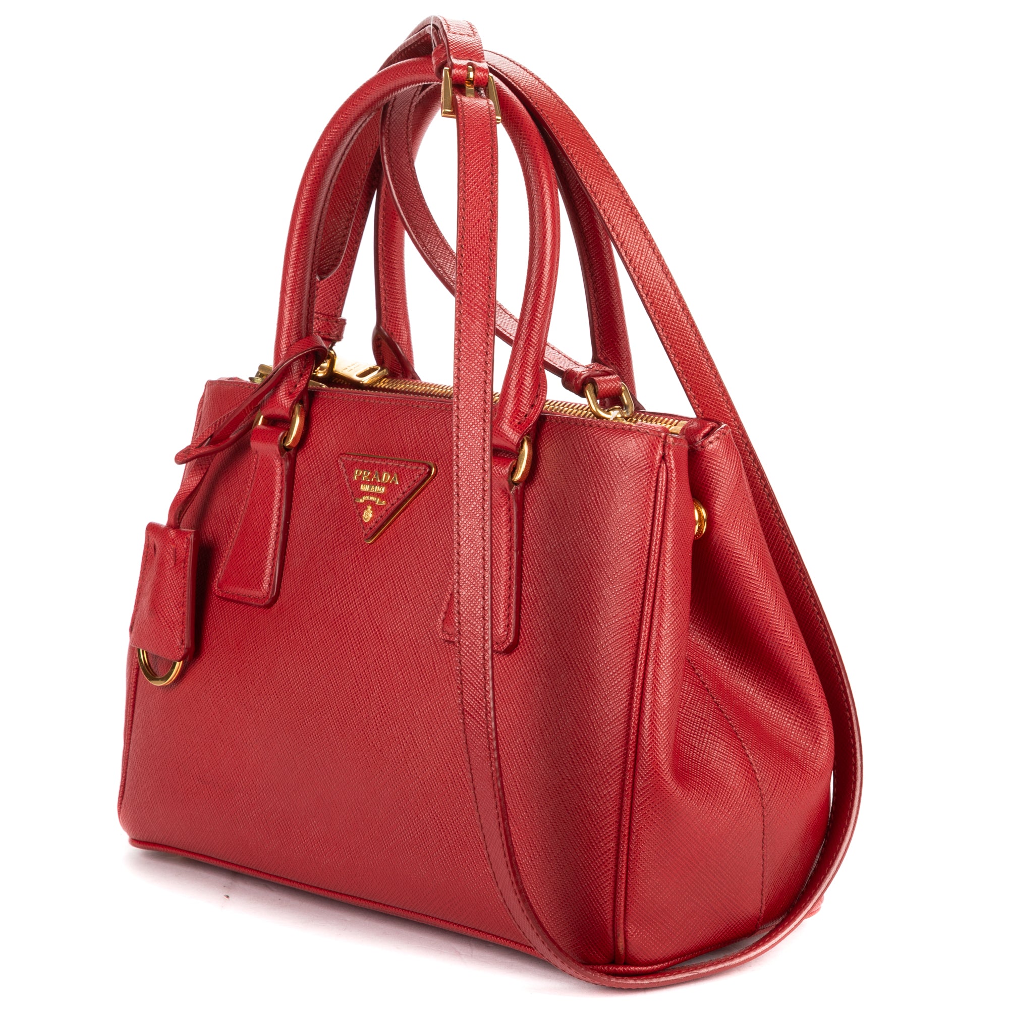 Shoulder Bag Small Galleria Double Zip Tote Small Red Saffiano Leather