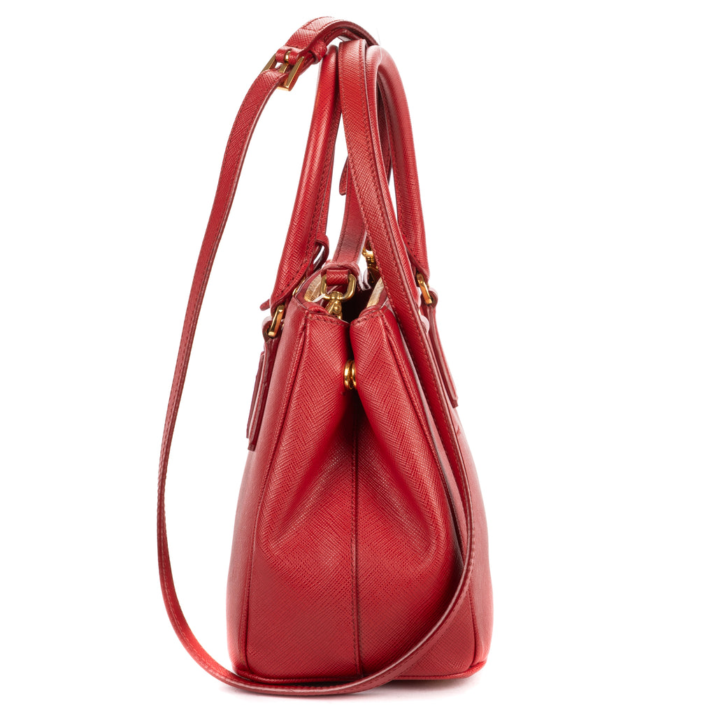 Shoulder Bag Small Galleria Double Zip Tote Small Red Saffiano Leather