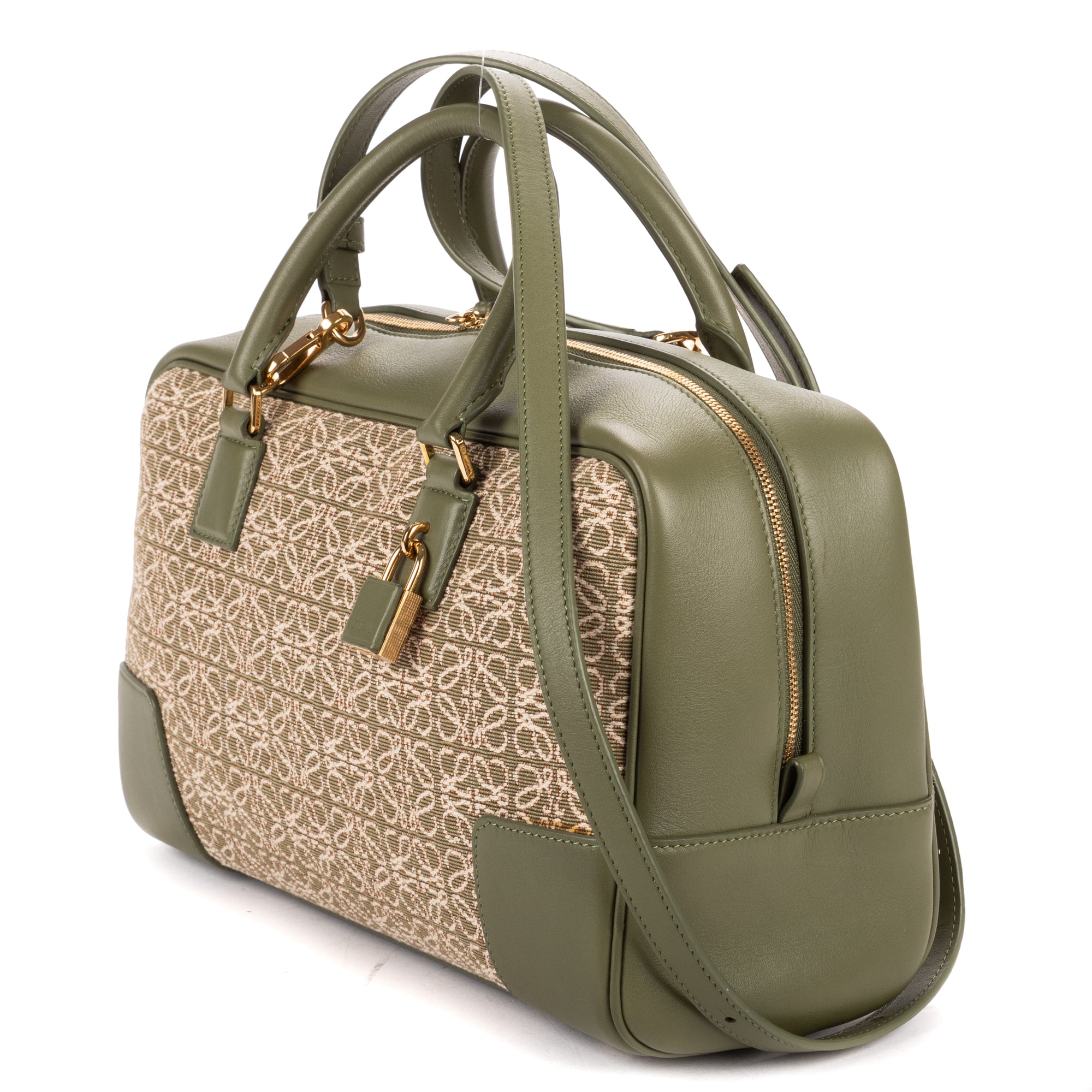 Shoulder Bag Amazona Anagram Zip Tote 28 Green Anagram Jacquard Canvas