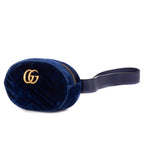 Waist Bag GG Marmont Belt Bag Calf Leather Navy Chevron Velvet Canvas