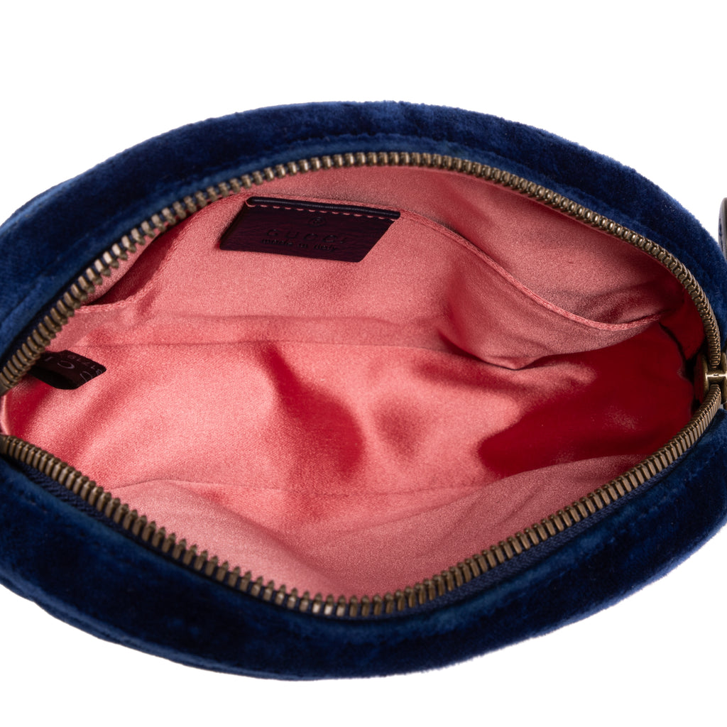 Waist Bag GG Marmont Belt Bag Calf Leather Navy Chevron Velvet Canvas