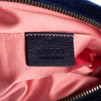 Waist Bag GG Marmont Belt Bag Calf Leather Navy Chevron Velvet Canvas