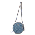 Shoulder Bag Mini Round Clutch Bag Mini Denim Blue Quilted Denim Canvas