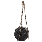 Shoulder Bag Mini Lucky Charms Round Clutch Bag Mini Black Quilted Lambskin Leather