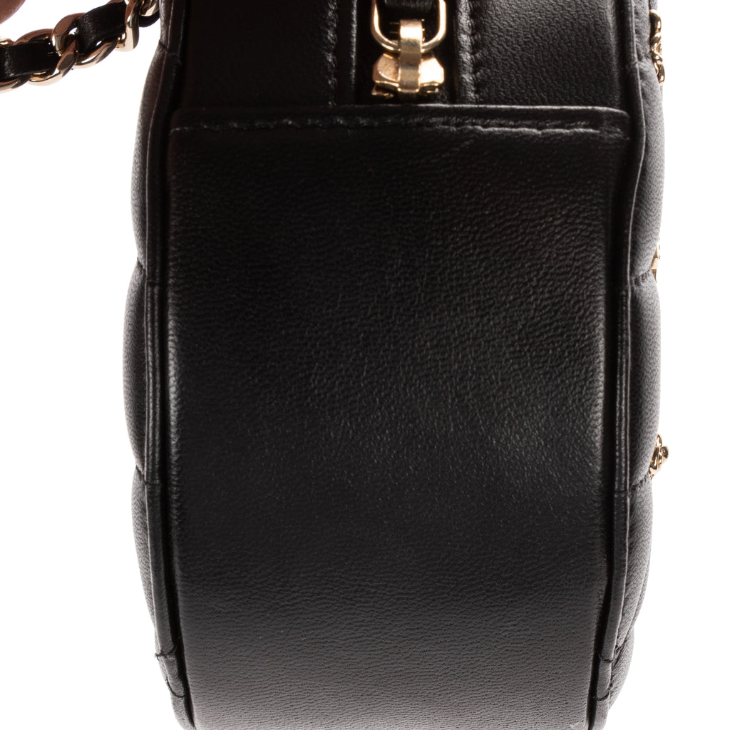 Shoulder Bag Mini Lucky Charms Round Clutch Bag Mini Black Quilted Lambskin Leather