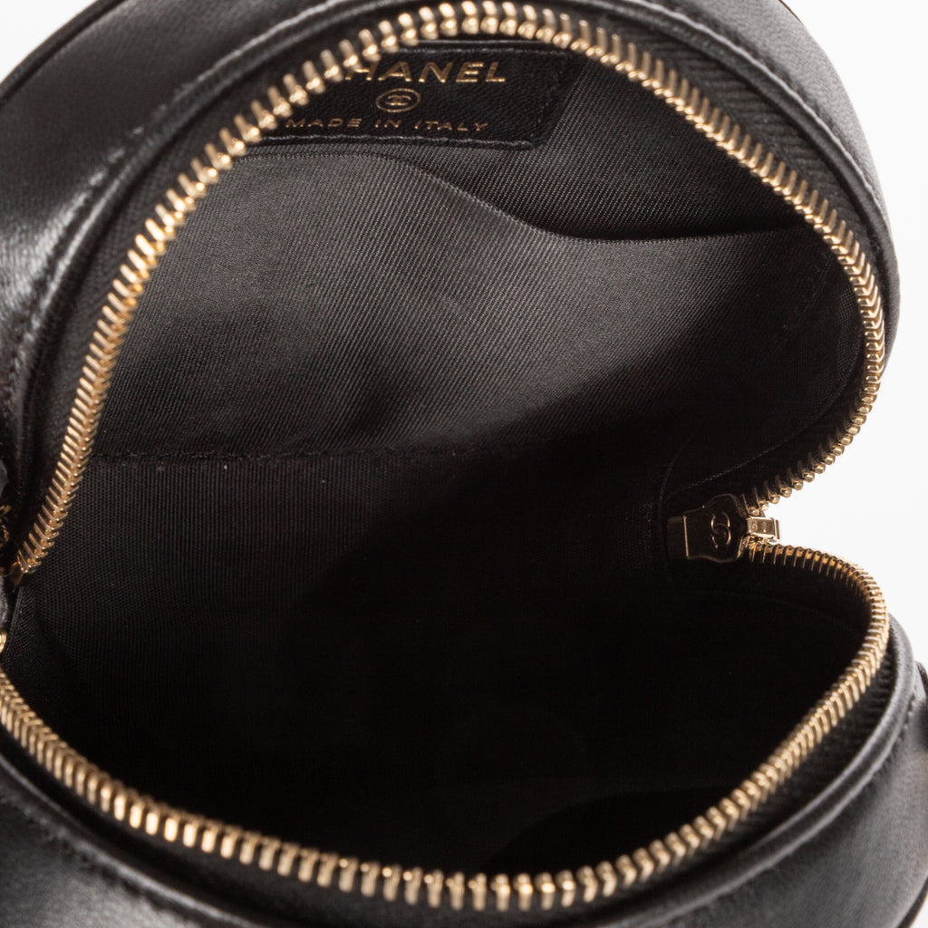 Shoulder Bag Mini Lucky Charms Round Clutch Bag Mini Black Quilted Lambskin Leather