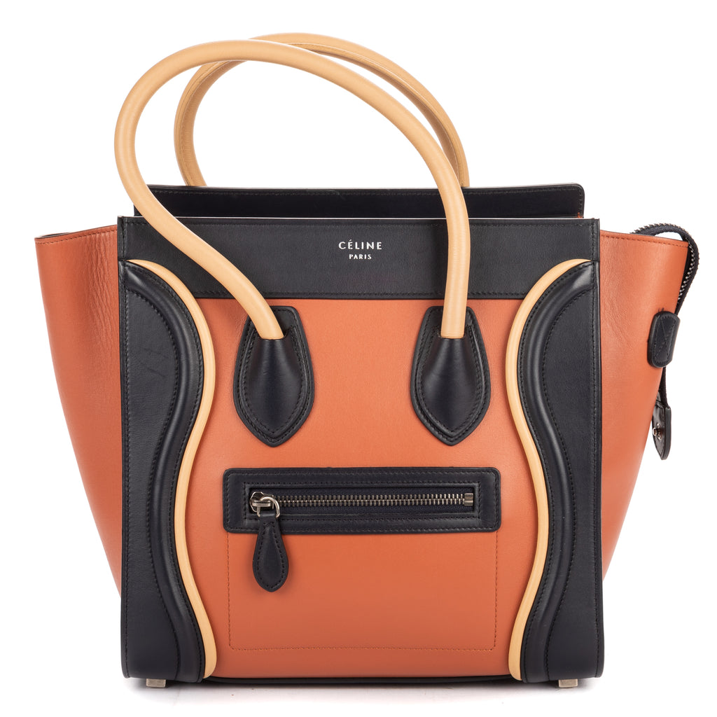 Shoulder Bag Micro Tri-color Lugagge Brown Smooth Calfskin Leather
