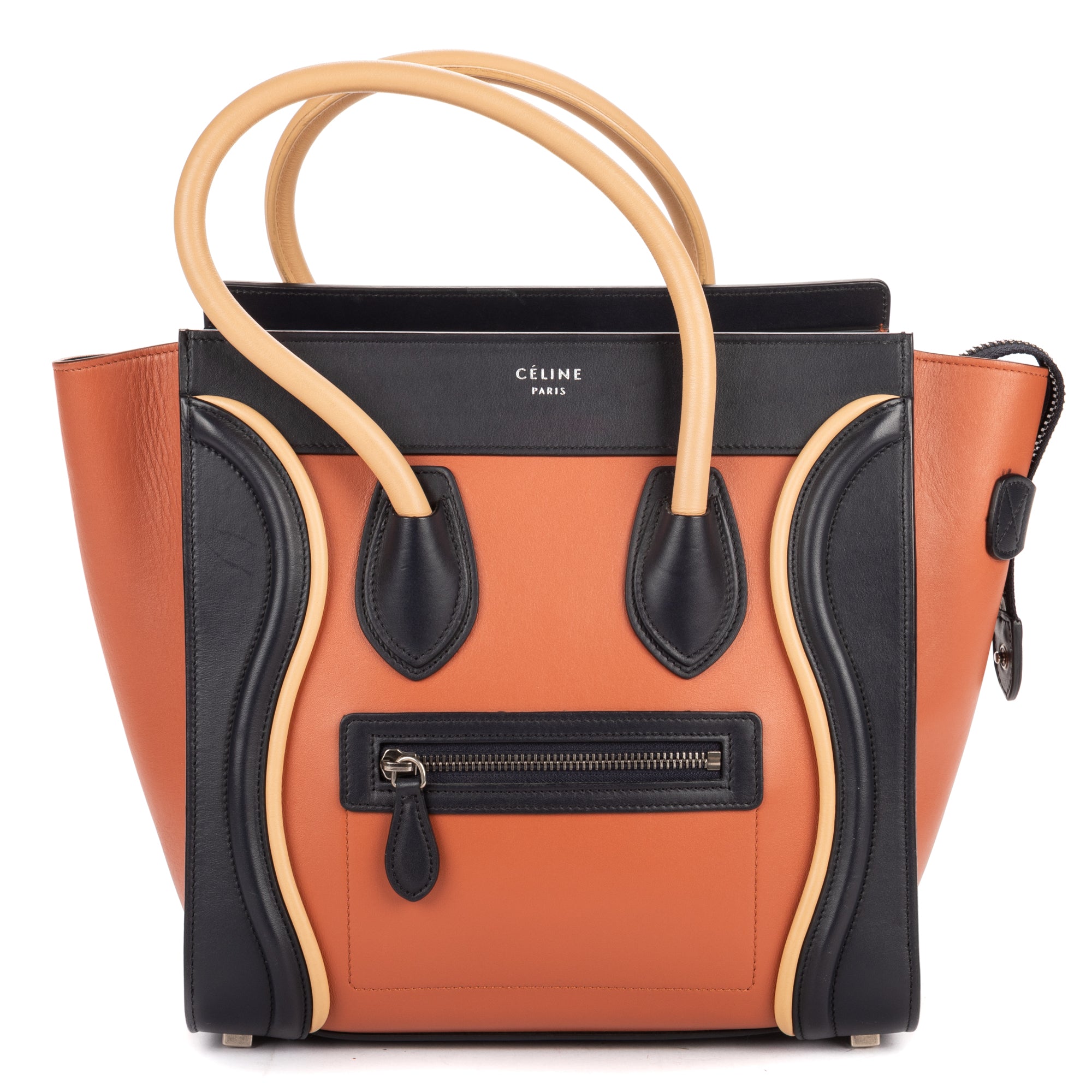 Shoulder Bag Micro Tri-color Lugagge Brown Smooth Calfskin Leather