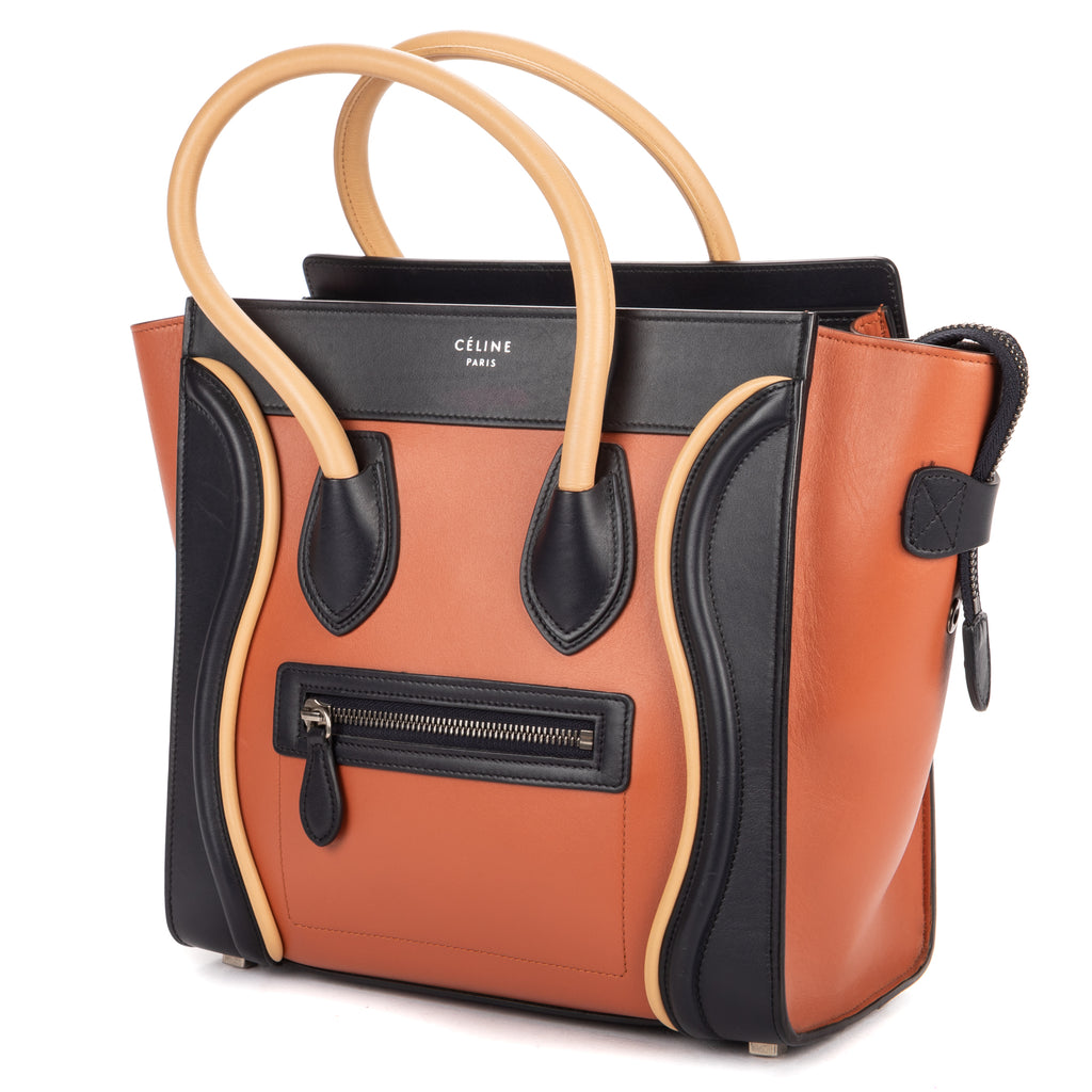 Shoulder Bag Micro Tri-color Lugagge Brown Smooth Calfskin Leather