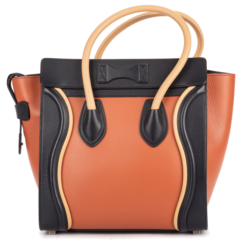 Shoulder Bag Micro Tri-color Lugagge Brown Smooth Calfskin Leather