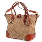 Shoulder Bag Heart Bit Zip Tote Brown Glitter Monogrammed Canvas