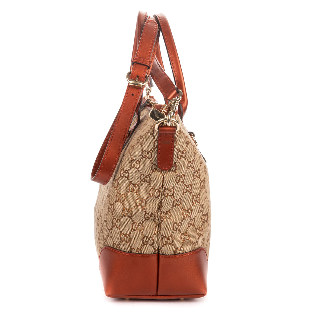 Shoulder Bag Heart Bit Zip Tote Brown Glitter Monogrammed Canvas