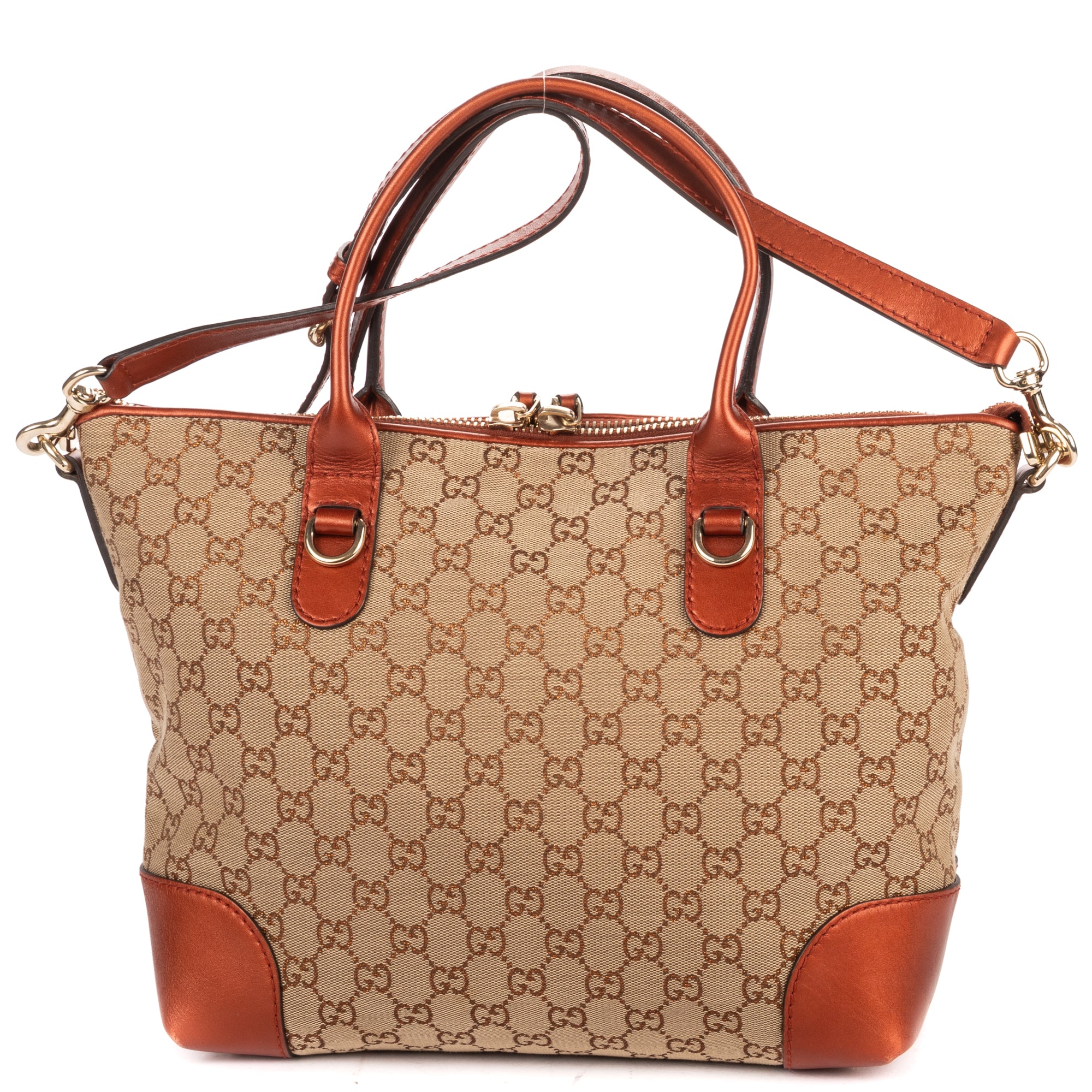 Shoulder Bag Heart Bit Zip Tote Brown Glitter Monogrammed Canvas