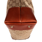 Shoulder Bag Heart Bit Zip Tote Brown Glitter Monogrammed Canvas