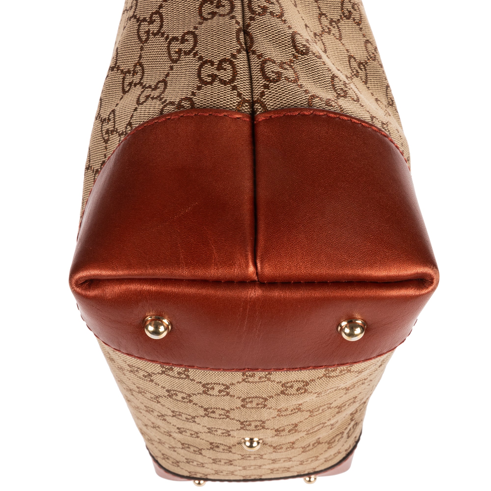 Shoulder Bag Heart Bit Zip Tote Brown Glitter Monogrammed Canvas