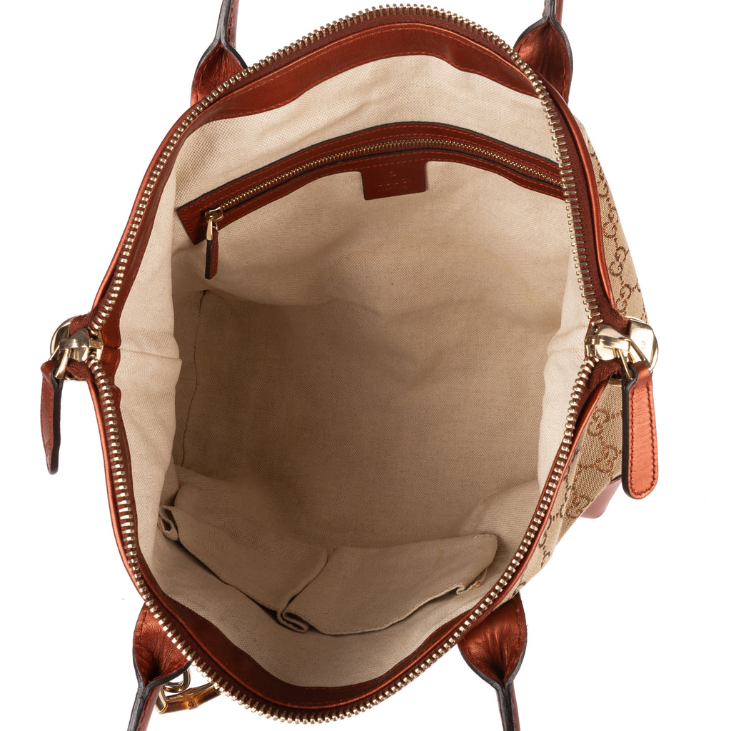 Shoulder Bag Heart Bit Zip Tote Brown Glitter Monogrammed Canvas