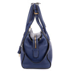Shoulder Bag Double Handle Tote Navy Vitello Daino Leather