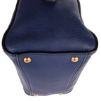 Shoulder Bag Double Handle Tote Navy Vitello Daino Leather