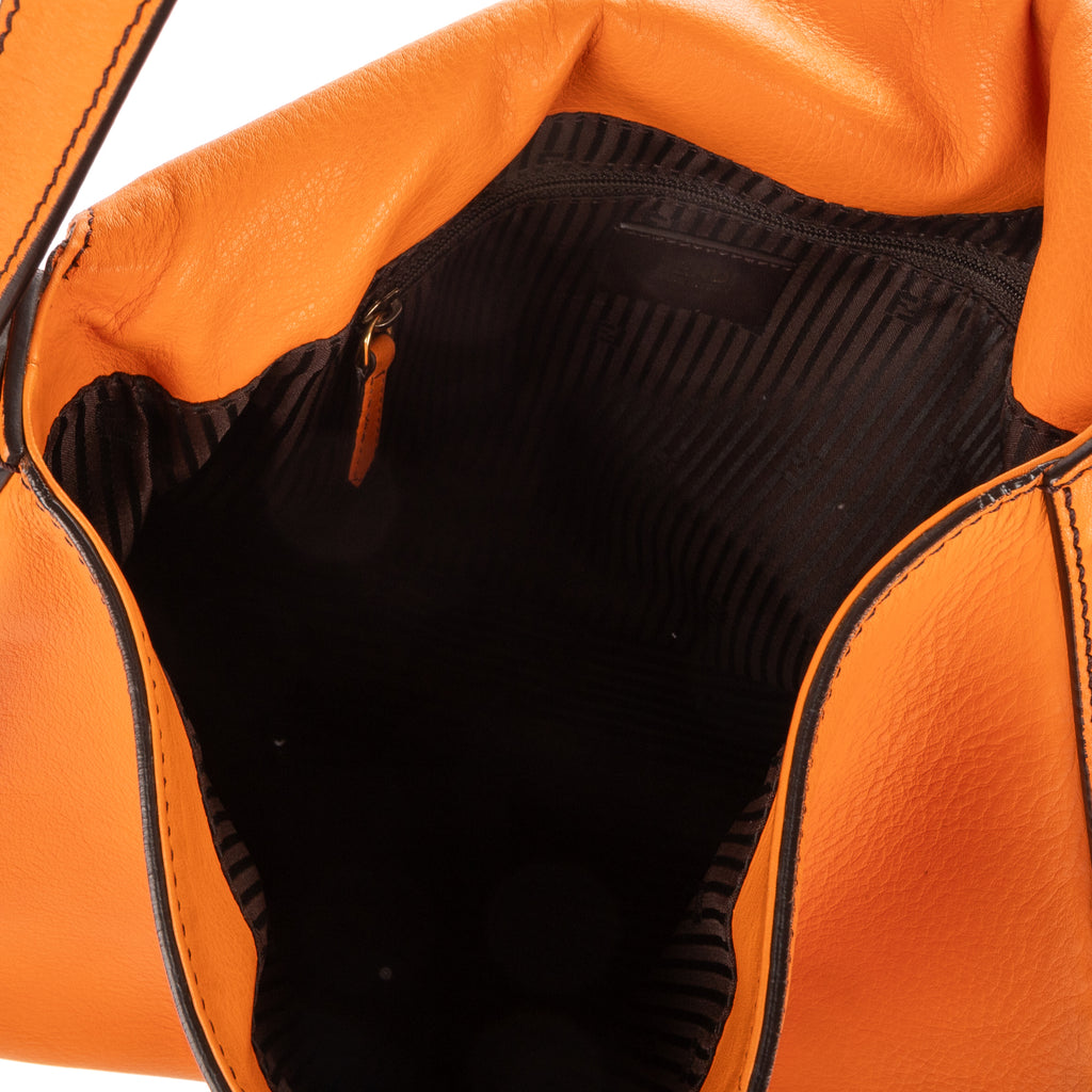 Shoulder Bag Mama Forever Orange Pebbled Leather