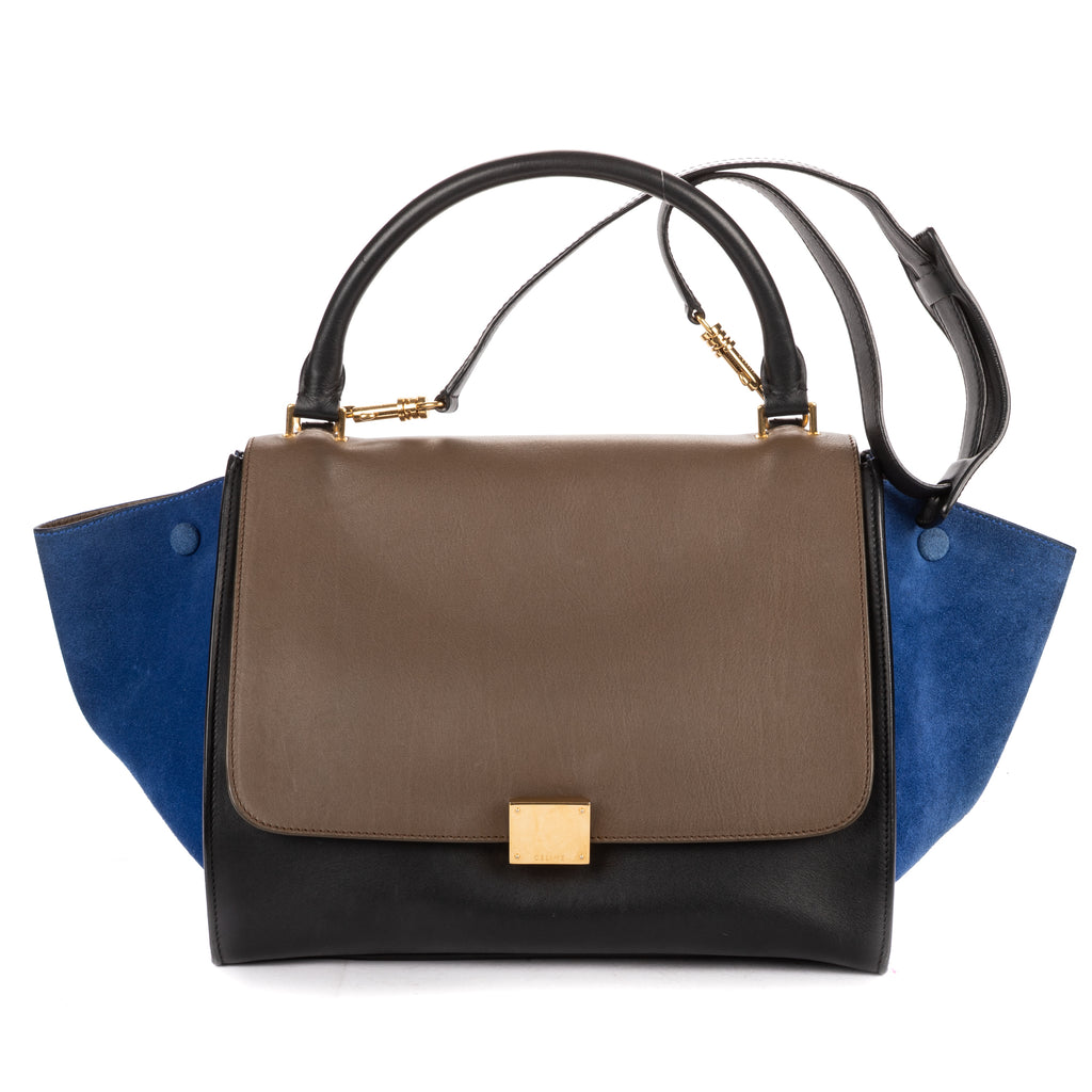 Shoulder Bag Medium Tricolor Trapeze Medium Taupe Smooth Calfskin Leather