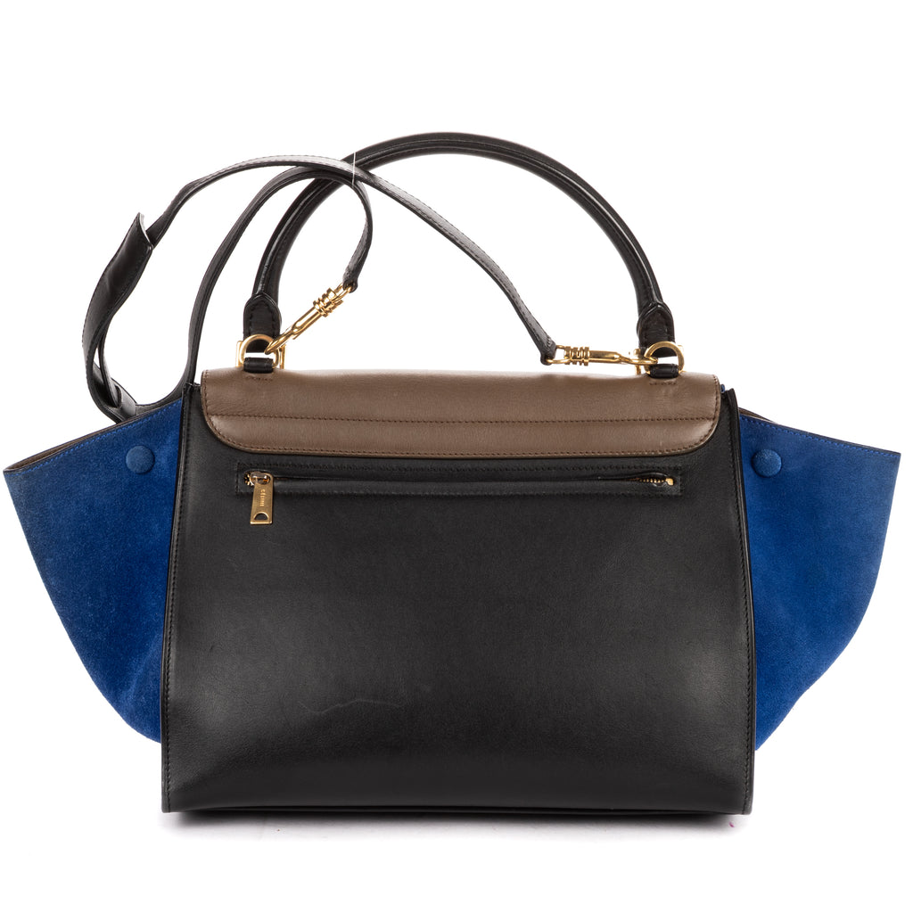 Shoulder Bag Medium Tricolor Trapeze Medium Taupe Smooth Calfskin Leather