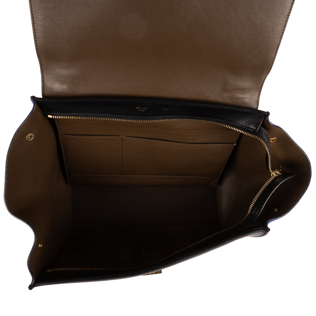 Shoulder Bag Medium Tricolor Trapeze Medium Taupe Smooth Calfskin Leather