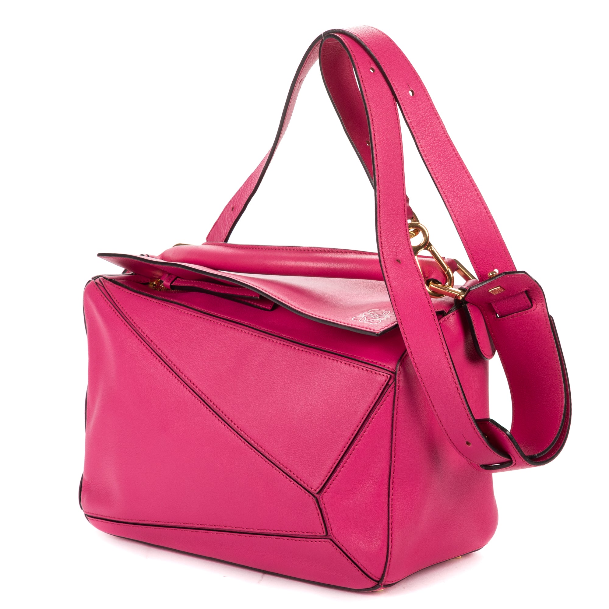 Shoulder Bag Medium Puzzle Bag Medium Pink Pebbled Calfskin Leather